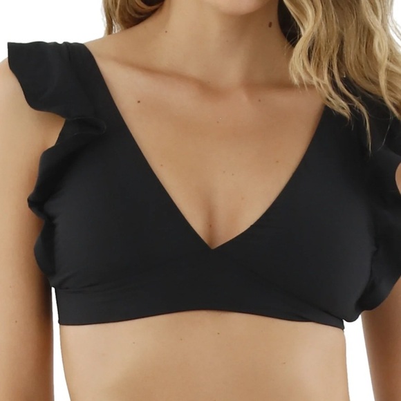 Malai Black Darling Bikini Top Size Small NWT Ruffle - Picture 1 of 5